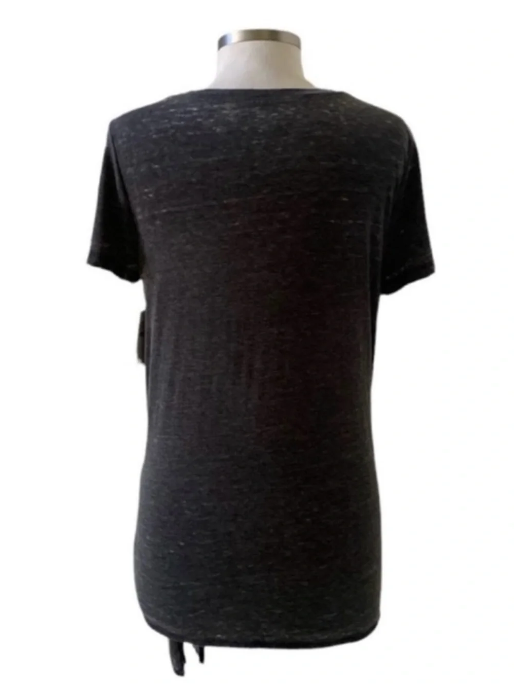 Susina Black Crewneck Short Sleeve Tie Hem T-Shirt Size Medium - Picture 5 of 6